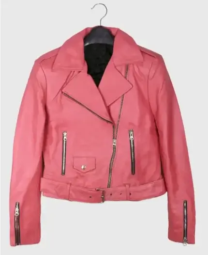 Barbie Pink Leather Jacket Front