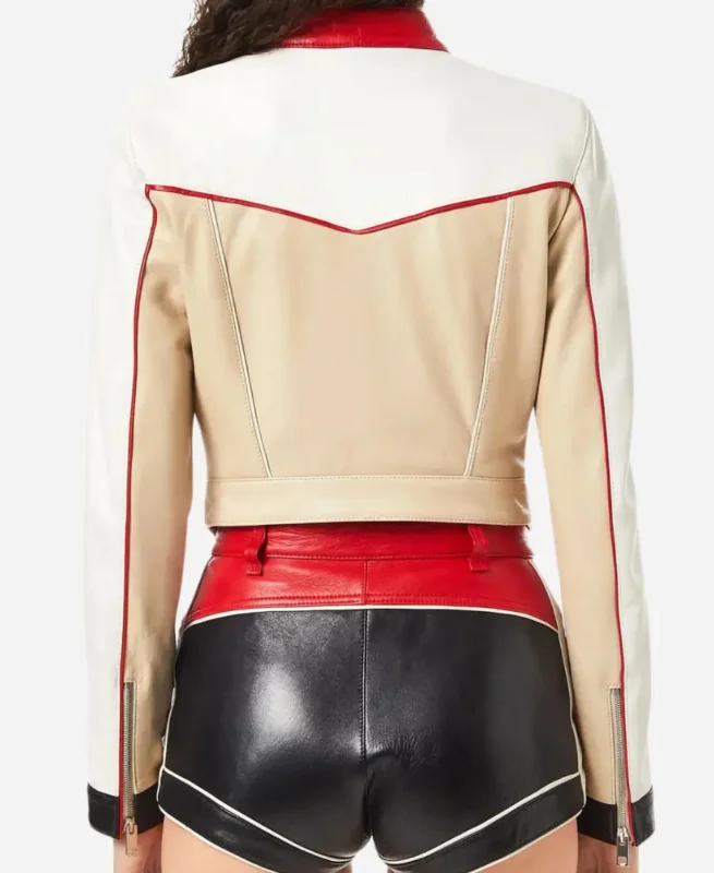 Fast X Ramsey Leather Jacket With White, Red and Beige Color