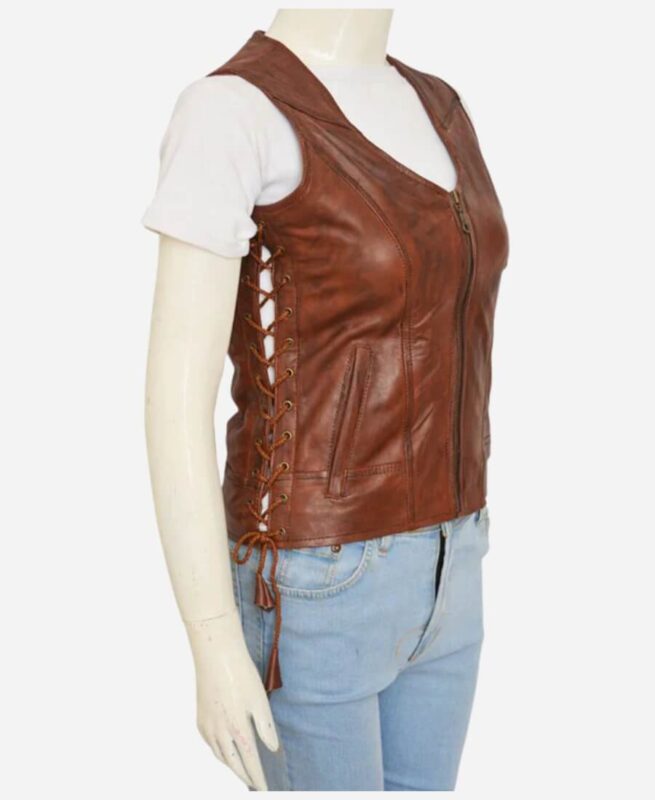 The Walking Dead Michonne Leather Vest Side Pose