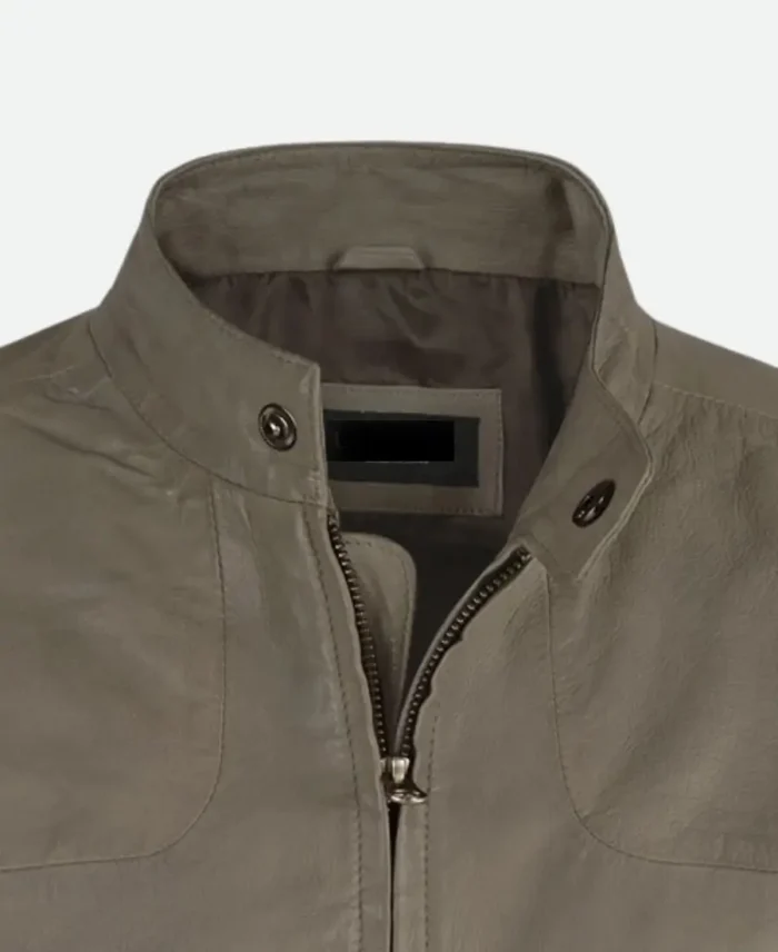Tom Cruise Mission Impossible Fallout Grey Leather Jacket Detail Image