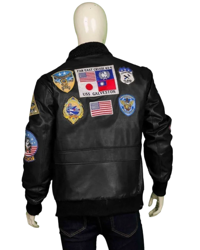 Top Gun Maverick Black Leather Jacket Back