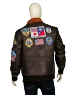 Top Gun Maverick Brown Leather Jacket Back