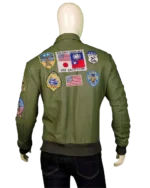 Top Gun Maverick Green Leather Jacket Back