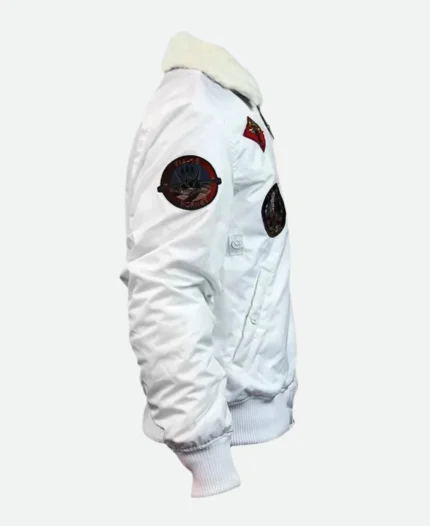 Top Gun White Flight Jacket Side Pose