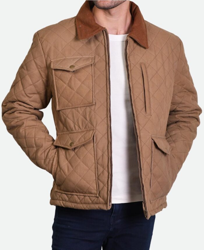 Yellowstone John Dutton Brown Quilted Jacket Front