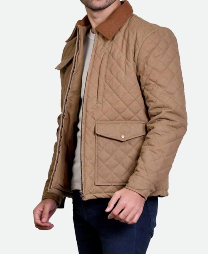 Yellowstone John Dutton Brown Quilted Jacket Side