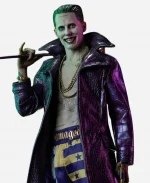 Joker Suicide Squad Purple Leather Trench Coat