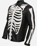 Skeleton Bones Halloween Party Black Leather Jacket