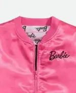 Barbie Pink Satin Bomber Jacket Collar