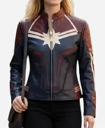 Brie Larson Captain Marvel Red & Black Leather Jacket