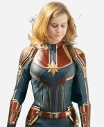 Brie Larson Captain Marvel Carol Danvers Red & Black Leather Jacket