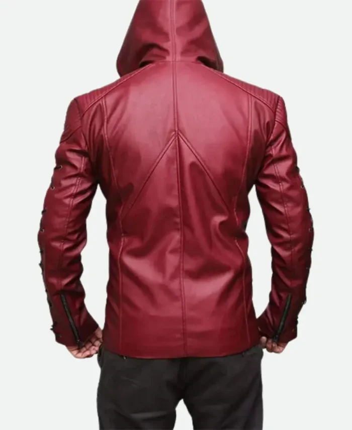Colton Haynes Arrow Red Hooded Jacket Back