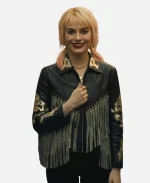 Margot Robbie Birds Of Prey Harley Quinn Fringed Black Leather Jacket