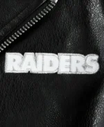 NFL Los Vegas Raiders Black Leather Jacket detail