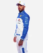 2025 F1 Miami Grand Prix Scuderia Ferrari White and Blue Racing Suit