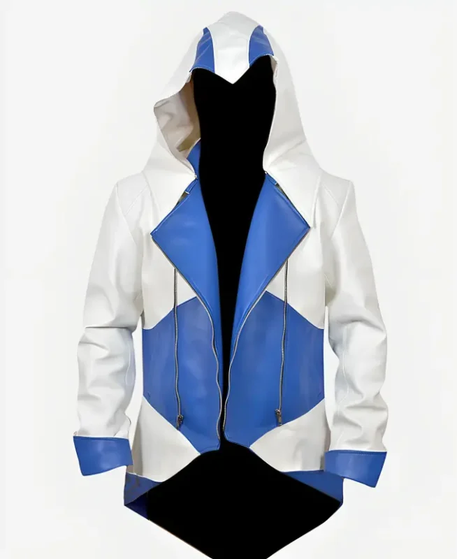 Assassins Creed Hoodie White Leather Jacket