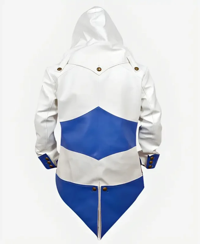 Assassins Creed Hoodie White Leather Jacket back