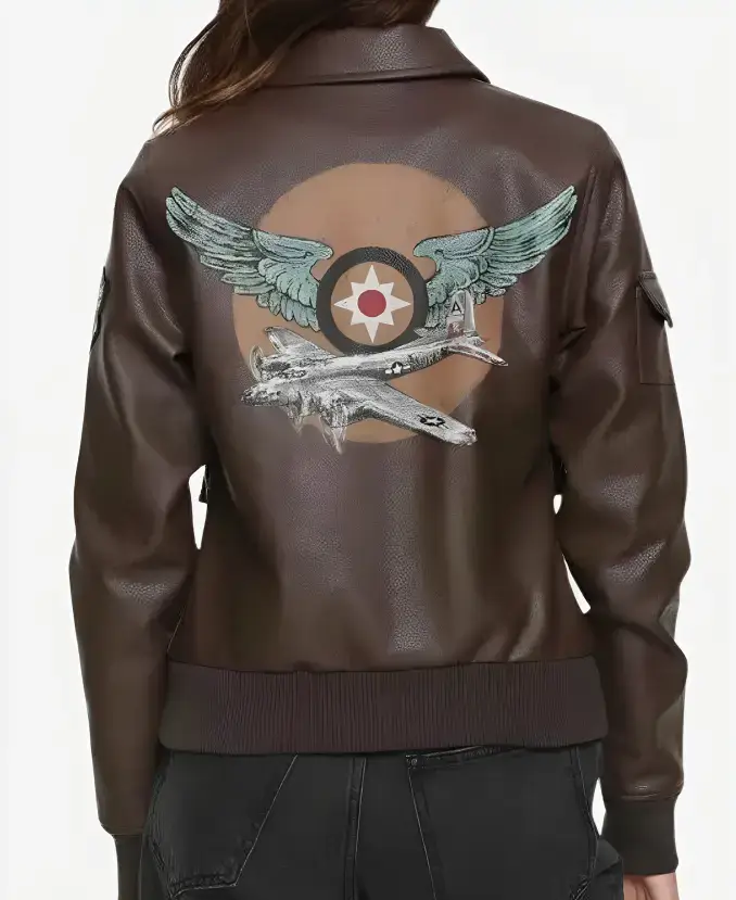 Carol Danvers Captain Marvel Flight Bomber Leather Jacket back