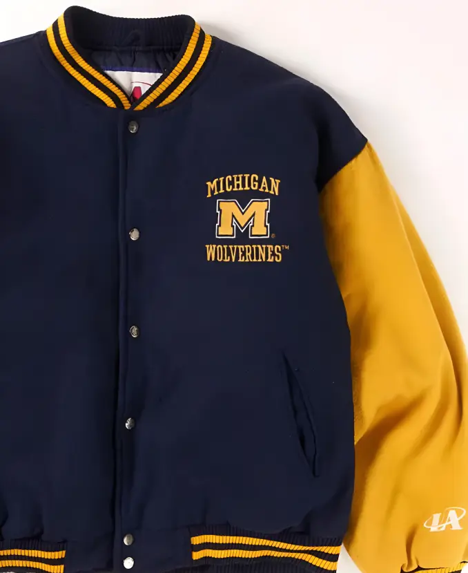 Michigan Wolverines Navy and Yellow Varsity Wool Jacket Front