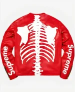 Skeleton Red Supreme Vanson Leather Jacket Back