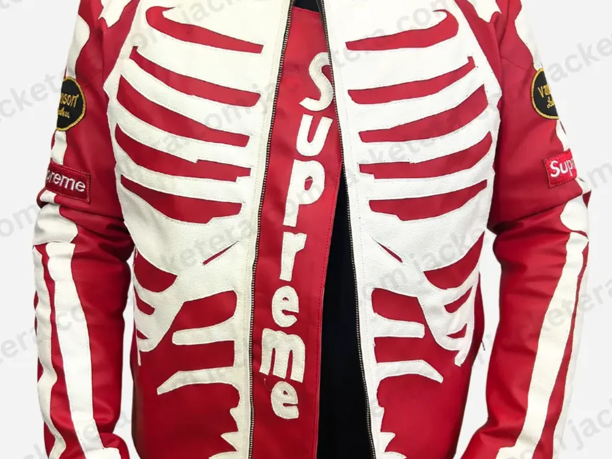 Skeleton Red Supreme Vanson Leather Bones Jacket Jacket Era