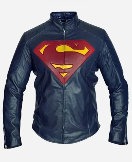 Man of Steel Superman Blue Leather Jacket
