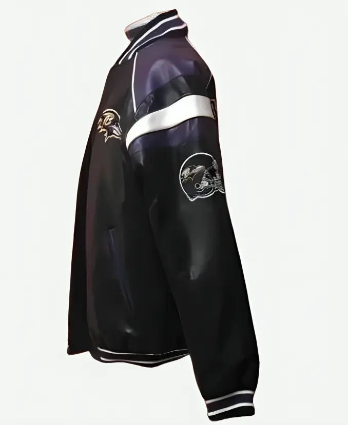 Bartolemo Baltimore Ravens NFL Bomber Leather Jacket Side