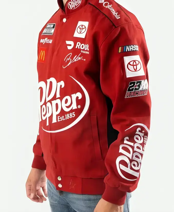Dr Pepper Red Cotton Racing Jacket Side