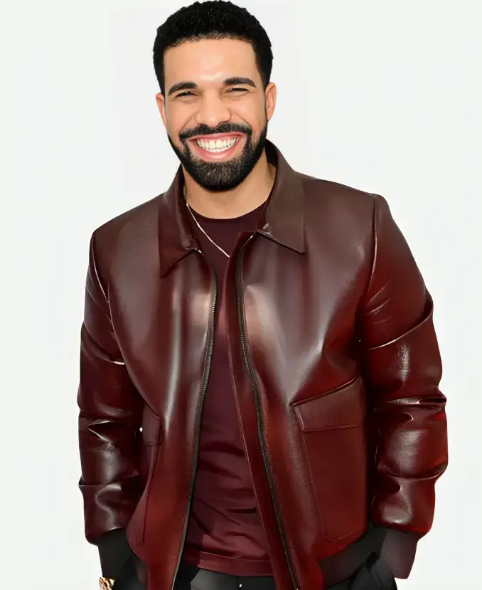 Drake Film Festival Maroon Leather Jacket - 1 Jacket Era