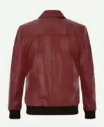 Drake Film Festival Maroon Leather Jacket Back