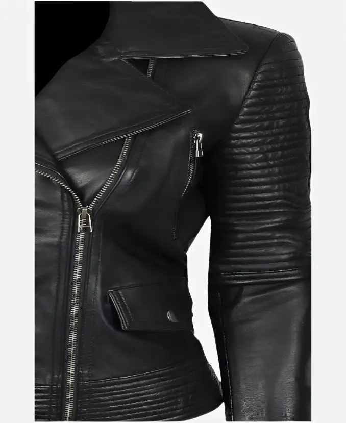Gal Gadot Fast and Furious 6 Gisele Yashar Black Leather Jacket Front Detailing