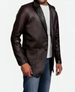Jason Statham Fast Furious 7 Deckard Shaw Brown Leather Blazer Side Look