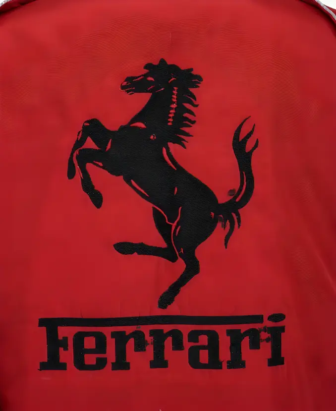 Lana Del Rey Red Ferrari Formula 1 Racing Bomber Jacket Detailing 4