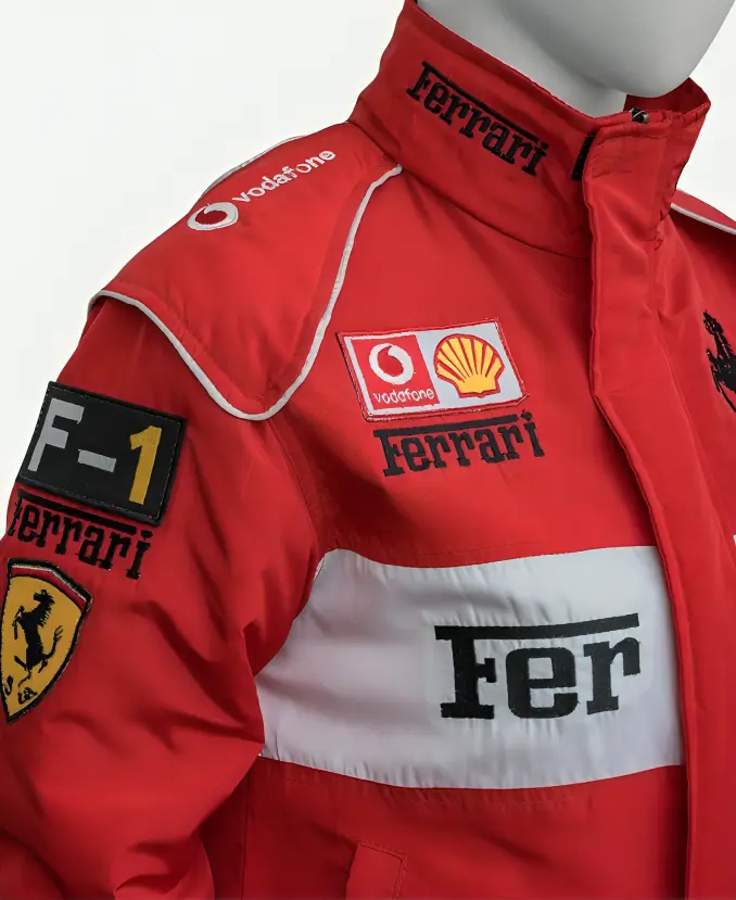 Lana Del Rey Red Ferrari Formula 1 Racing Bomber Jacket Detailing
