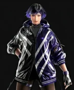 Tekken 8 Reina Mishima Purple and Black Hooded Bomber Jacket