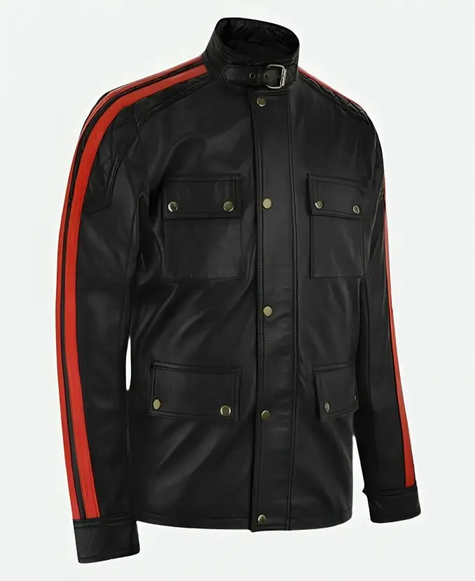 Vin Diesel Fast and Furious 8 Premiere Black Leather Jacket Side Look