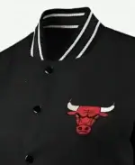 Chicago Bulls Poly Twill Black Jacket Logo Closer