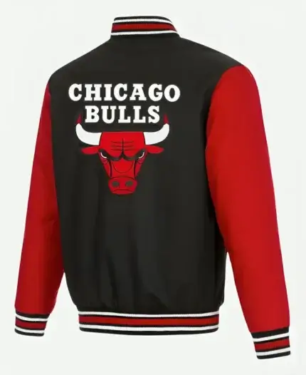 Chicago Bulls Red and Black Varsity Jacket Back