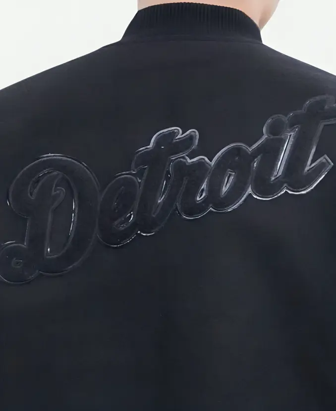 Detroit Tigers Black Varsity Jacket Back Detailing