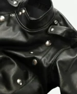 Jason Momoa Aquaman 2 Black Leather Jacket Detailing