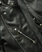 Jason Momoa Aquaman 2 Black Leather Jacket Detailing 2