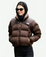 Kendall Jenner Brown North Face Puffer Jacket side image