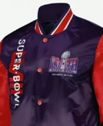 Las Vagas Super Bowl LVIII Purple Jacket Front Closeup