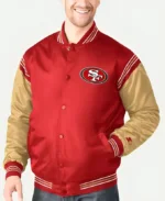 Scarlet and Gold San Francisco 49ers Enforcer Satin Jacket Front