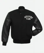 Stranger Things Hellfire Club Black Letterman Varsity Jacket Front