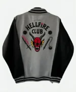 Stranger Things Hellfire Club Grey Varsity Jacket