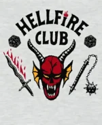 Stranger Things Hellfire Club Grey Varsity Jacket Print Image
