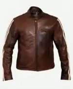 Tivoli Retro Brown Cruiser Removable Armour Leather Jacket