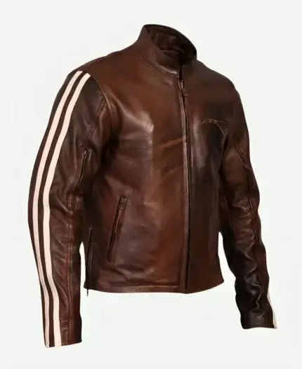 Tivoli Retro Brown Cruiser Removable Armour Leather Jacket Side