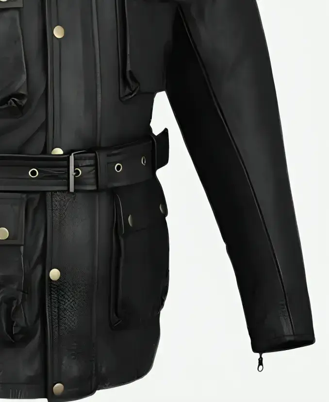 Trialmaster Black Leather Jacket Belt